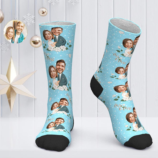 Benutzerdefinierte Socken für das Gesicht des Paares Personalisierte Fotosocken