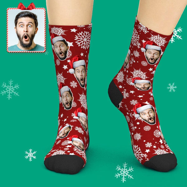 3D-Vorschau Socken mit individuellem Gesicht Bilder hinzufügen Weihnachtssocken - Weihnachtsmütze