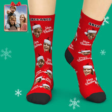 3D-Vorschau Socken mit individuellem Gesicht Bilder hinzufügen Weihnachtssocken - Frohe Weihnachten