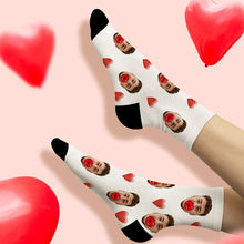 Benutzerdefinierte Gesichtssocken Ar-ansicht Herz Und Rote Lippen Socken Valentinstagsgeschenk - MyFaceBoxerDE