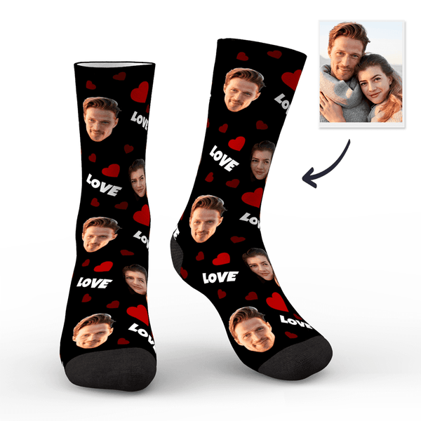 Benutzerdefinierte Liebe und Gesicht auf Crew Socken