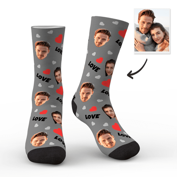 Benutzerdefinierte Liebe und Gesicht auf Crew Socken