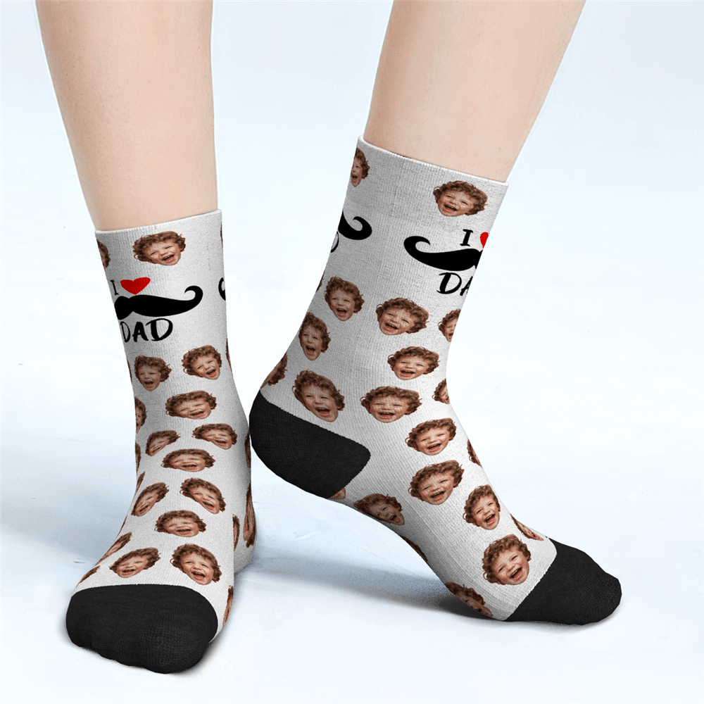 Benutzerdefinierte Gesicht Socken für Papa Vatertagsgeschenke - Ich liebe Papa