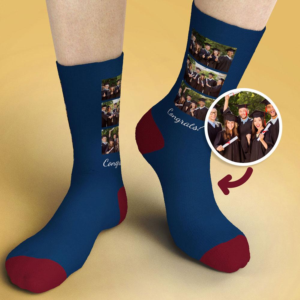 Maßgeschneiderte Socken mit individuellem Foto - 3 Bilder, Abschluss-Geschenke