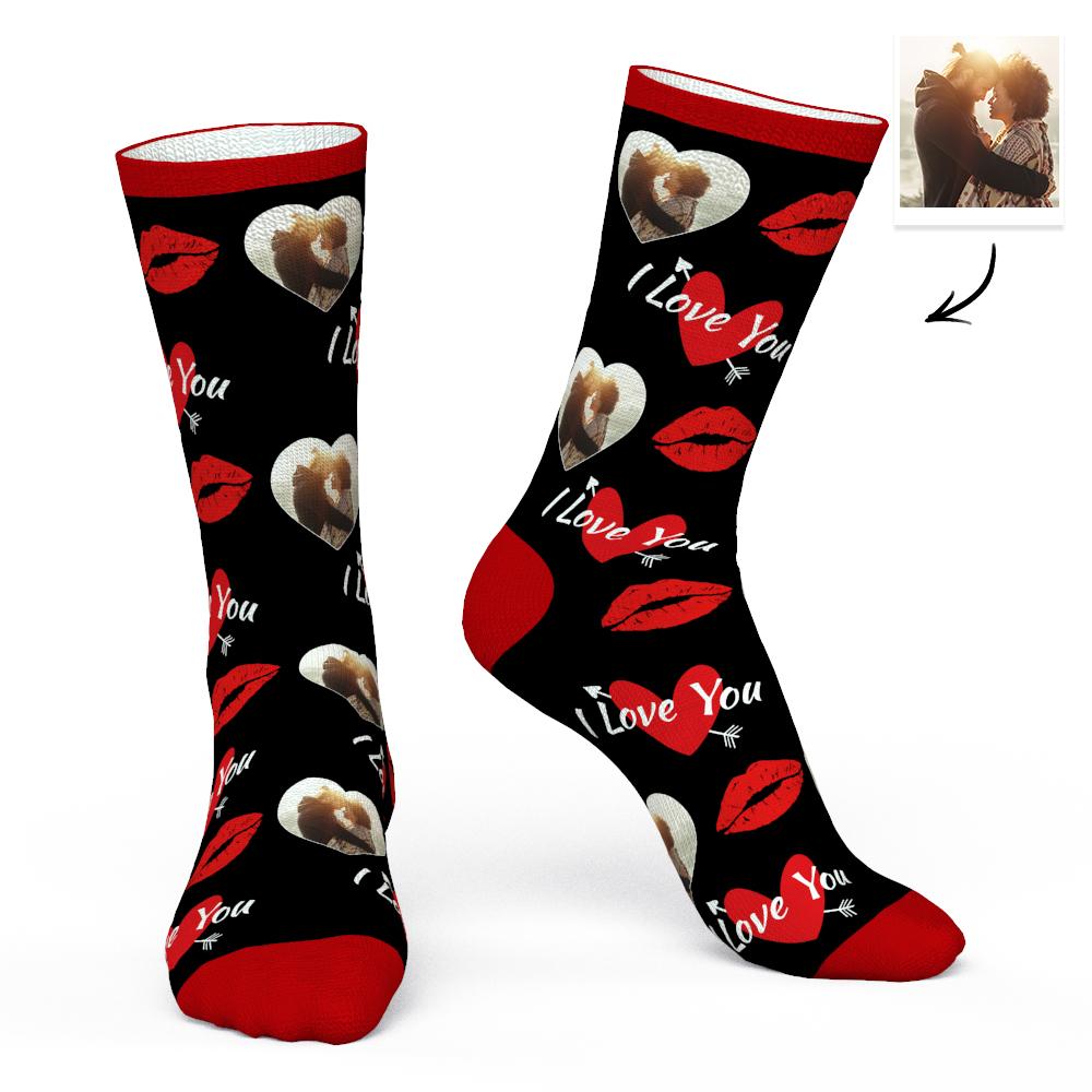 Kundenspezifische Liebesgesichts-Socken-Fotosocken mit herzförmigem Foto