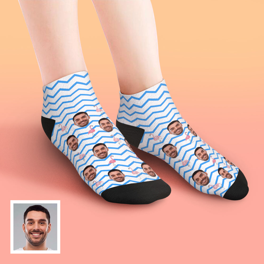 Benutzerdefinierte Niedrig geschnittene Knöchel Gesicht Socken rosa Flamingos