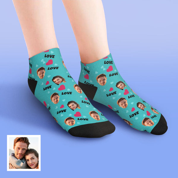 Benutzerdefinierte Niedrig geschnittene Knöchel Gesicht Socken für Familie - Liebe