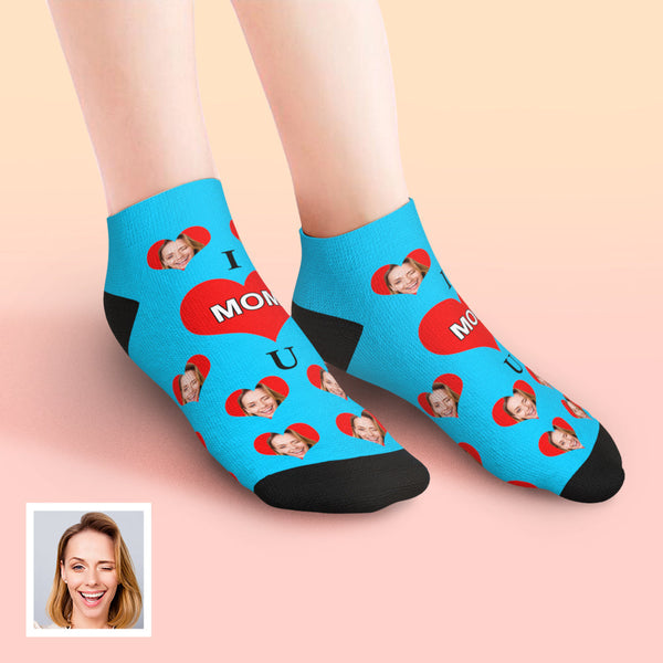 Benutzerdefinierte Niedrig geschnittene Knöchel Gesicht Socken I Love Mom