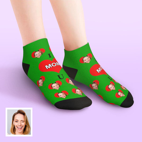 Benutzerdefinierte Niedrig geschnittene Knöchel Gesicht Socken I Love Mom
