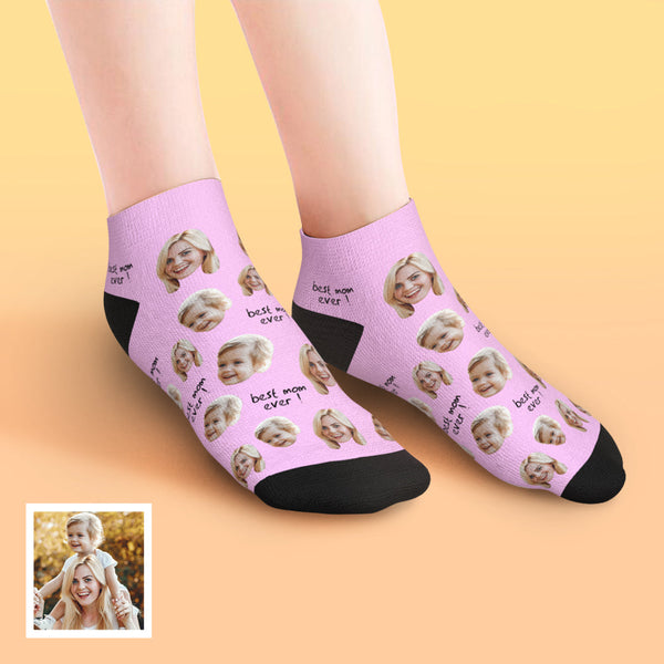 Benutzerdefinierte Niedrig geschnittene Ankle Gesicht Socken für Mutter Best Mom Ever