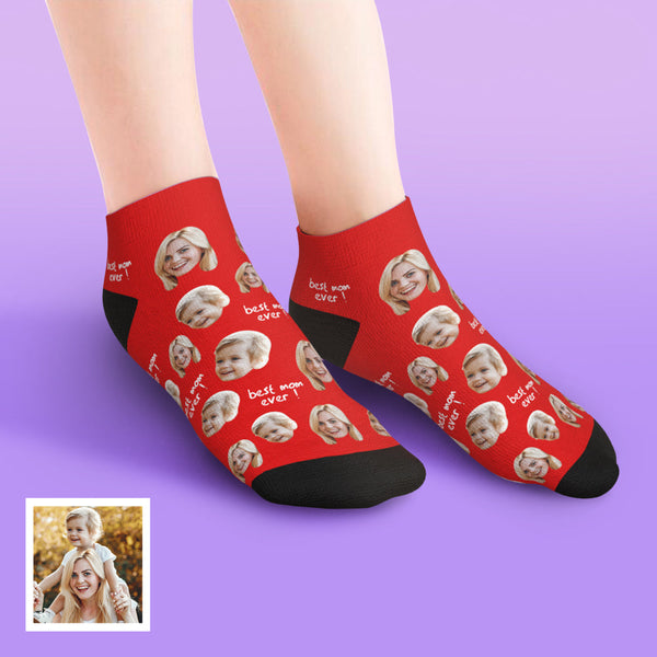 Benutzerdefinierte Niedrig geschnittene Ankle Gesicht Socken für Mutter Best Mom Ever