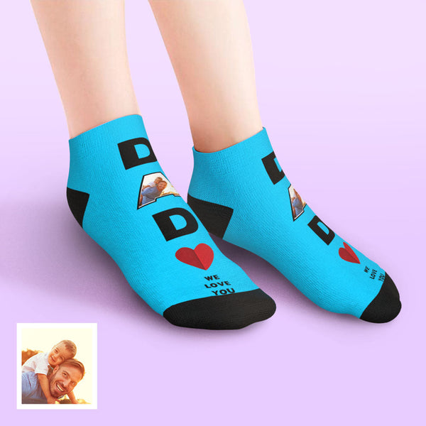 Benutzerdefinierte Niedrig geschnittene Knöchel Gesicht Socken Dad Wir lieben dich Geschenke für Papa