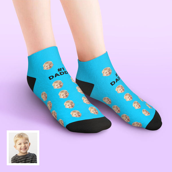 Benutzerdefinierte Niedrig geschnittene Ankle Gesicht Socken für Dad #1 Daddy
