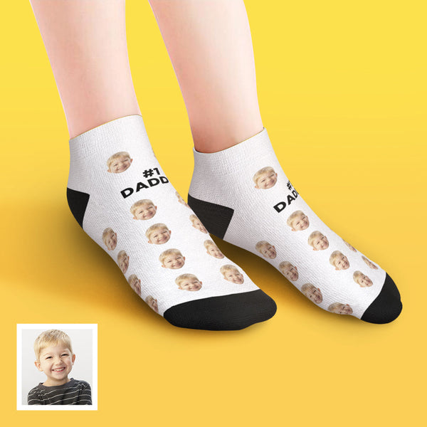 Benutzerdefinierte Niedrig geschnittene Ankle Gesicht Socken für Dad #1 Daddy
