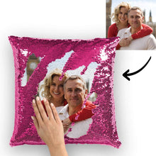 Beste Valentinstagsgeschenk Kundenspezifisch für Paare Foto magische Pailletten Kissen mehrfarbig Glänzend 15.75''*15.75''