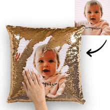 Kundenspezifisch Liebe Baby Foto magisch Paillette Kissen Mehrfarben Glänzend 15.75''*15.75''