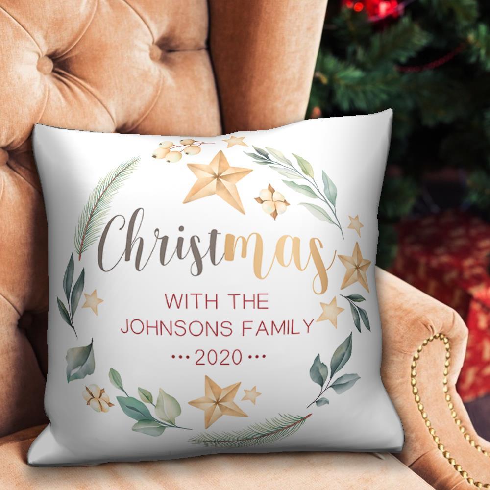 Benutzerdefiniertes weißes Kissen mit Text für Weihnachten Home Decor Weihnachtsgeschenke