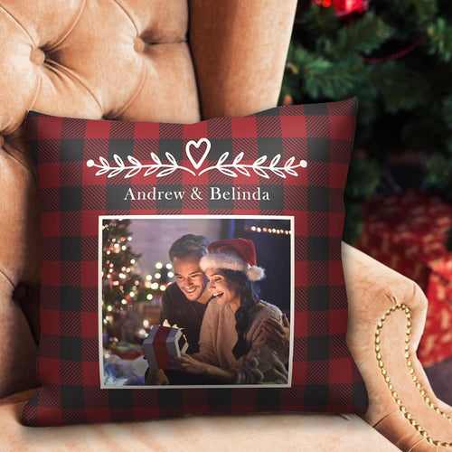 Benutzerdefinierte Fotokissenbezüge mit Text Roter Kissen Weihnachtsgeschenke