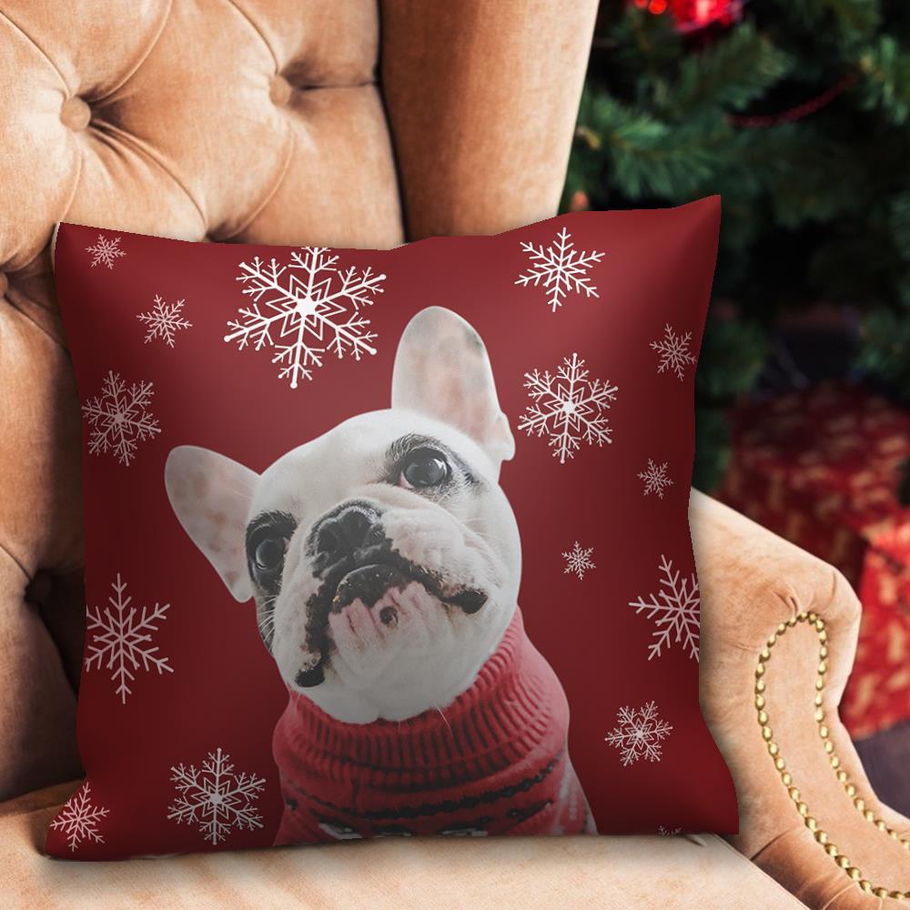 Kundenspezifisches rotes Fotokissen für Haustier-Liebhaber-Weihnachtsgeschenke