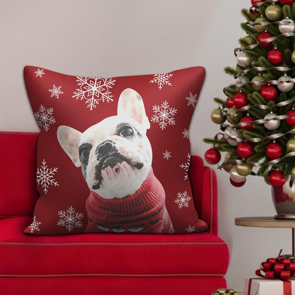 Kundenspezifisches rotes Fotokissen für Haustier-Liebhaber-Weihnachtsgeschenke