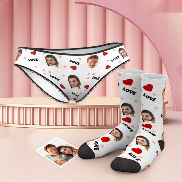 Benutzerdefinierte Gesicht Höschen Und Socken Set - Love - MyFaceBoxerDE