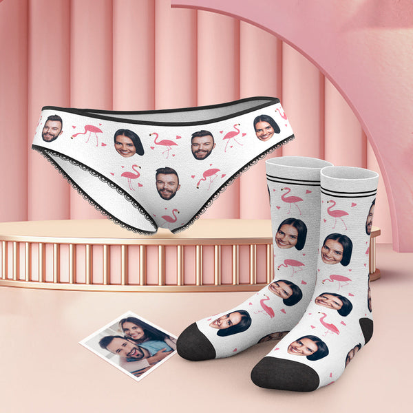 Benutzerdefinierte Gesicht Höschen Und Socken Set - Flamingo - MyFaceBoxerDE