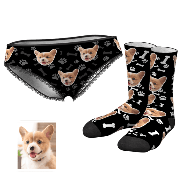 Custom Face Womens Panties-dog Claw And Crew Socks Set - MyFaceBoxerDE
