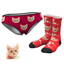 Custom Face Womens Panties-cat Claw And Crew Socks Set - MyFaceBoxerDE