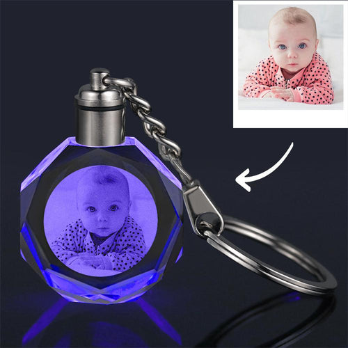 Benutzerdefinierte Kristall Foto Schlüsselkette Achteck - Geschenke für Mama