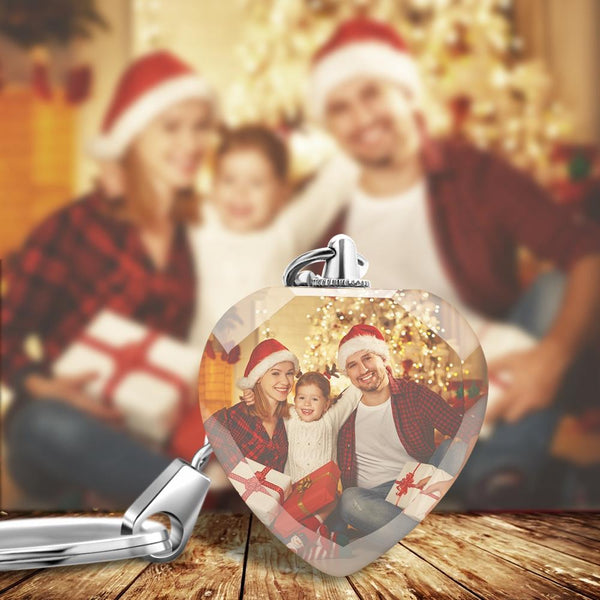 Benutzerdefinierte Herz Kristall Schlüsselbund Foto Schlüsselbund Weihnachtsgeschenke für die Familie