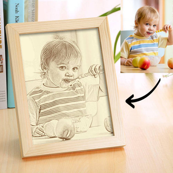 Kreativer Babys Holz Benutzerdefinierte Fotorahmen Hausdekoration Skizzen-Effekt 5 Zoll