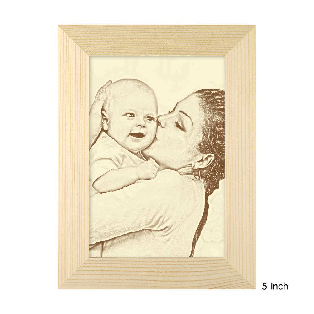 Muttertagsgeschenke: Kreativer Familien-Holzrahmen für Mama, Skizzen-Effekt 5 Zoll für die Wohnung
