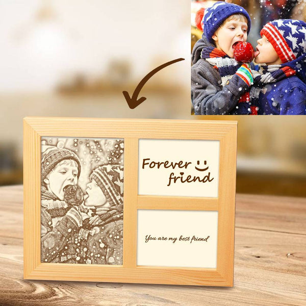Personalisierte Foto-Gravur-Rahmen Hausdekoration Holz Skizzen-Effekt 10 Zoll für Freunde