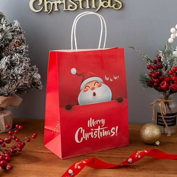 Weihnachtsgeschenk-Papiertüte mit Griffen für Weihnachtsabend-Partyzubehör