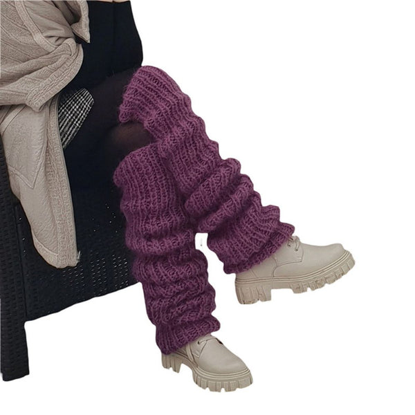 Gestrickte Overknee Socken Frauen Winter Beinwärmer Socken mit langem Röhrenflor