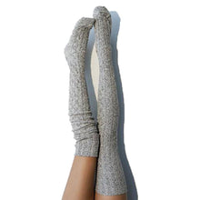 Damen Winter Beinwärmer einfarbige Strümpfe gestrickte Overknee Socken