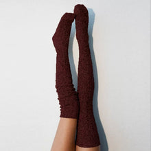 Damen Winter Beinwärmer einfarbige Strümpfe gestrickte Overknee Socken