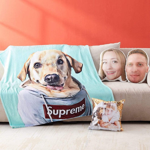 Benutzerdefinierte Haustierdecke Personalisierte Decke mit Ihrem Haustierfoto