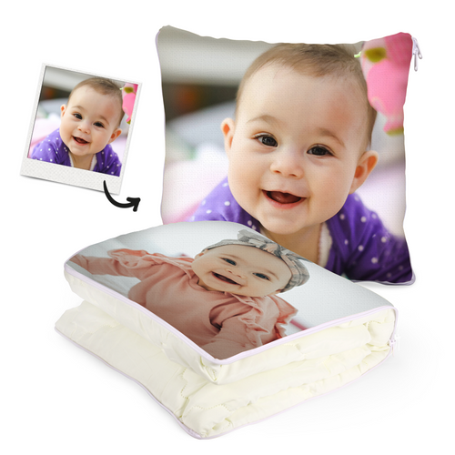 Benutzerdefinierte Baby Foto Quillow - Multifunktionales Wurfkissen und Quilt 2 in 1 - 47.25